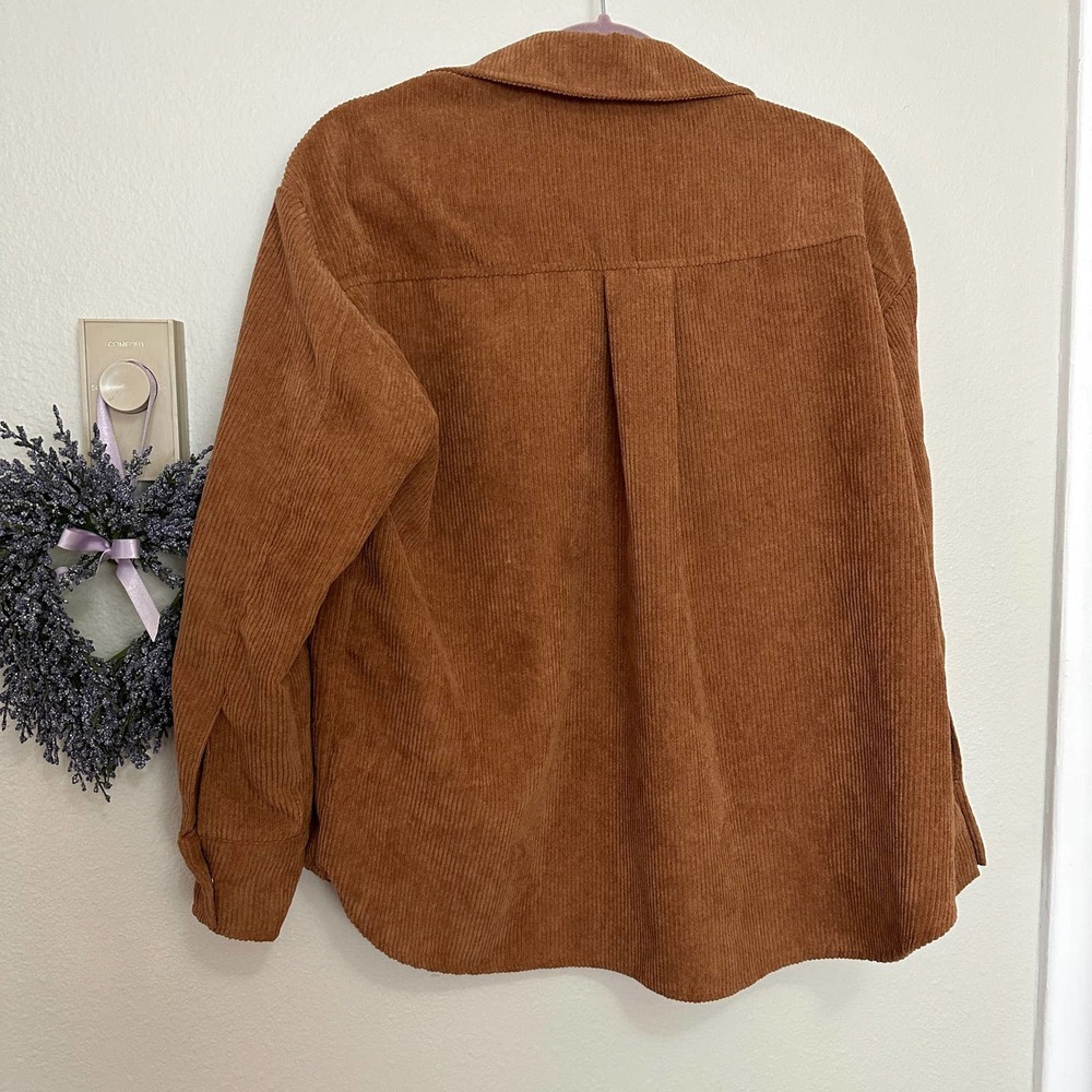 Small Oversized Tan Corduroy Boutique Shacket - Picture 3 of 4